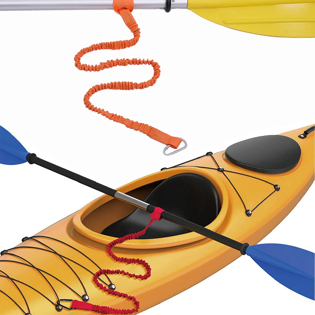 

Elastic Kayak Paddle Leash Adjustable With Safety Hook Fishing Rod Pole Coiled Lanyard Cord Tie Rope Rowing Boat Accessories