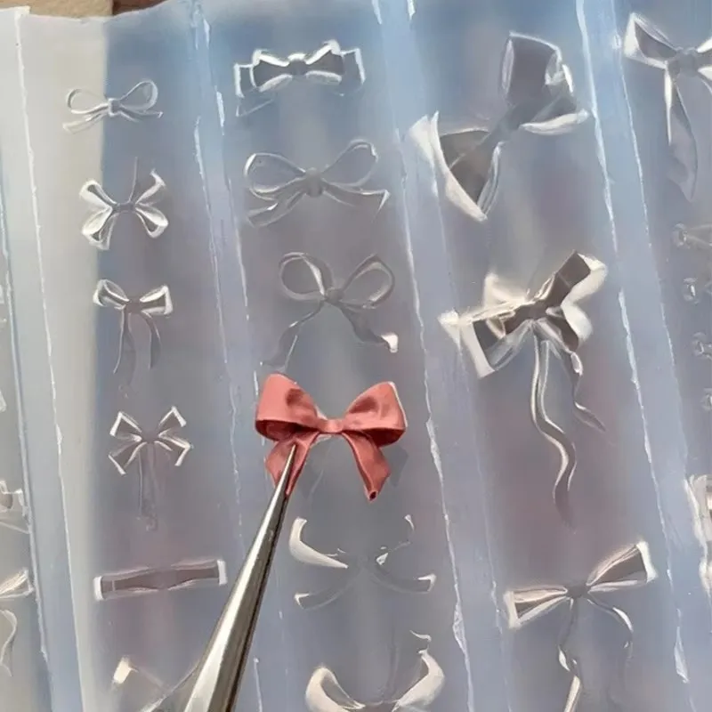 보우 네일 스텐실 3D 네일 아트 몰드 수제 DIY 매니큐어 장식 도구 (살롱 액세서리 및 네일 케어 용품)