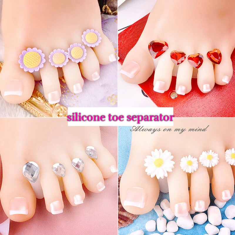 8Pcs Nail Polish Toe Separator Silicone Flower Shape Individual Toe Spacers Fingers Nail Stretchers Pedicure Tool nail art tools toe separators toe spreader finger toe separator