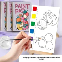 2025 New English Hot Selling Coloring Book Puzzle Students Mini Watercolour Paint Pad Fruit Watercolour Coloring Book 1