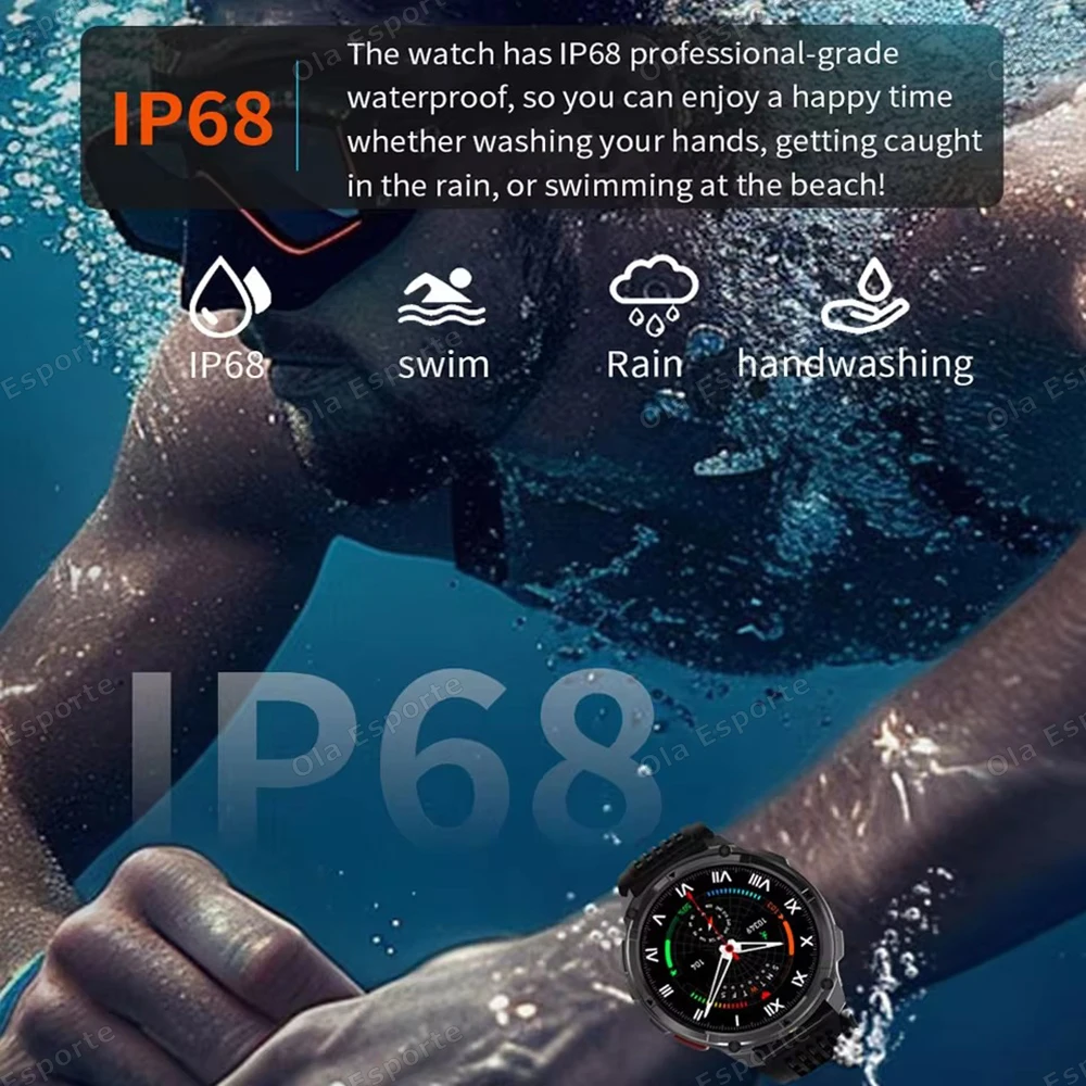 2026 New Military 1100mAh Big Battery Outdoor Smart Watch Men GPS Path Compass 10ATM Waterproof Calls AMOLED HD Sport Smartwatch 6