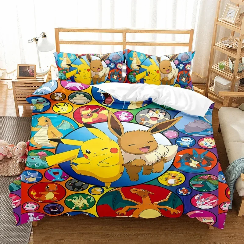 Pokemon Bedding Set Anime Pikachu Double Twin Full Queen King Kids Bedclothes Copripiumino Federa Decorazione Regali Di Natale
