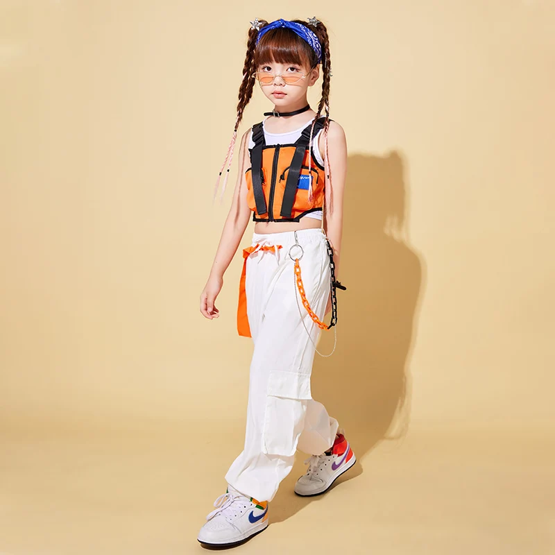 

Kids Jazz Dancing Clothing Crop Tank Tops Tshirt Outfits Hip Hop Cargo Pants For Teenage Girls Street Wear Dance Costume Clothes