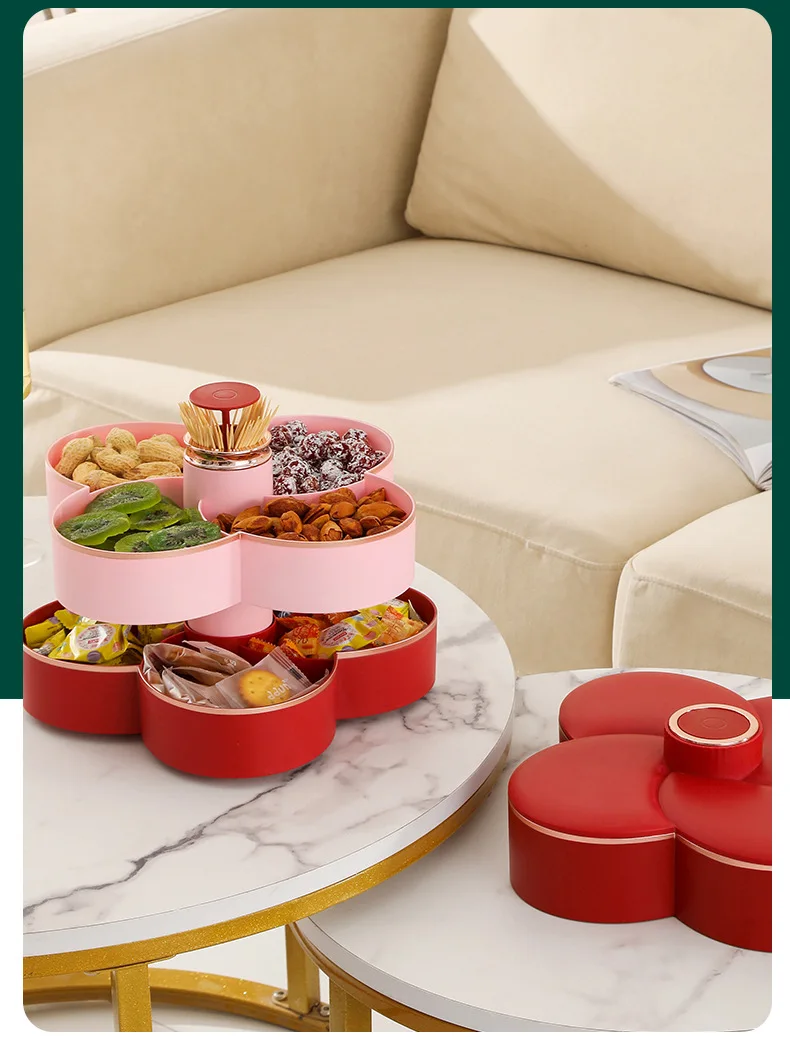New Revolving Dryfruit Tray Candy Snack Seeds Dried Fruit Storage Box Petal 17 7.Jpg