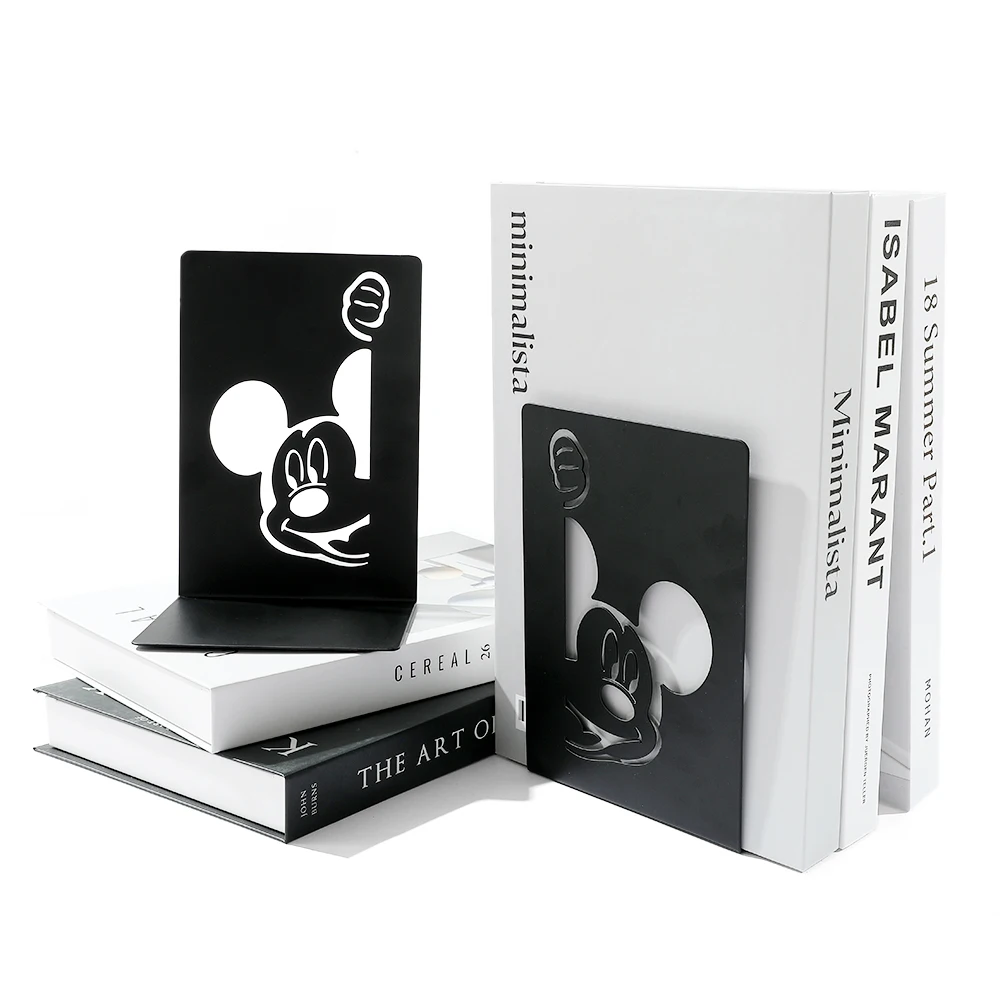2PCute and playful Mickey bookend, metal material, Disney fans' desktop storage book end decoration bookends office supplies 5