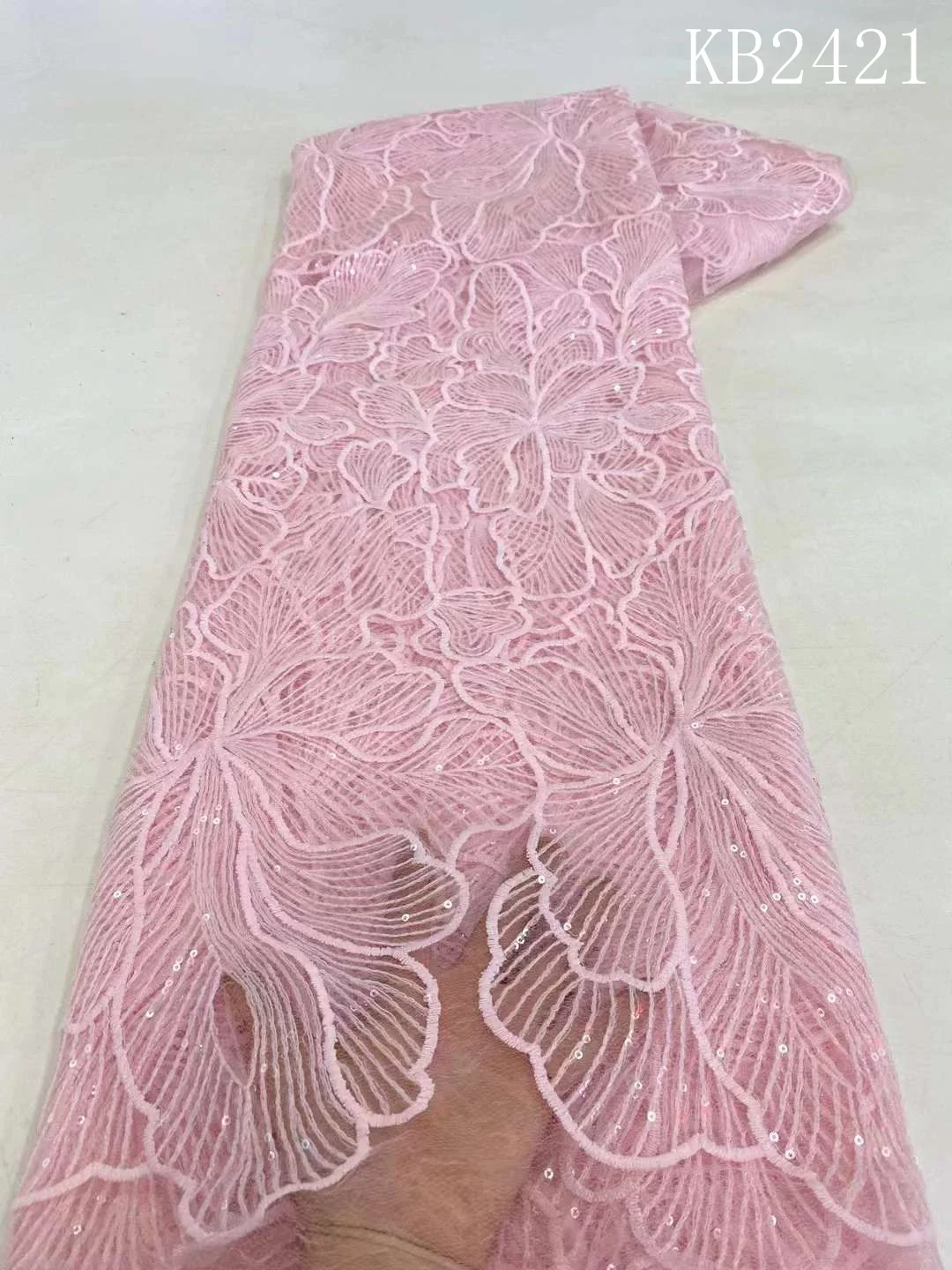 チュールレースのアフリカのスパンコール生地イブニングドレス縫製用スパンコール付きフレンチレース高品質の生地kb2421グリーン2024