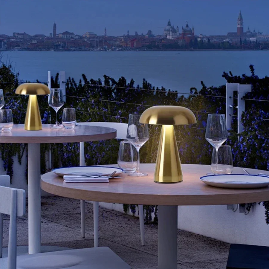Retro LED Rechargeable Touch Metal Table Lamp Three Colors Bedside Creative Ambient Light Bar Outdoor Decoration Night Light 6