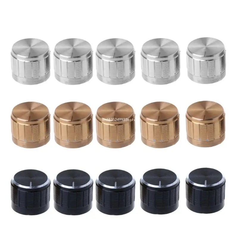 5 Pieces Potentiometer Rotary Electronic Knobs Aluminum Volume Control Equipments Accessories