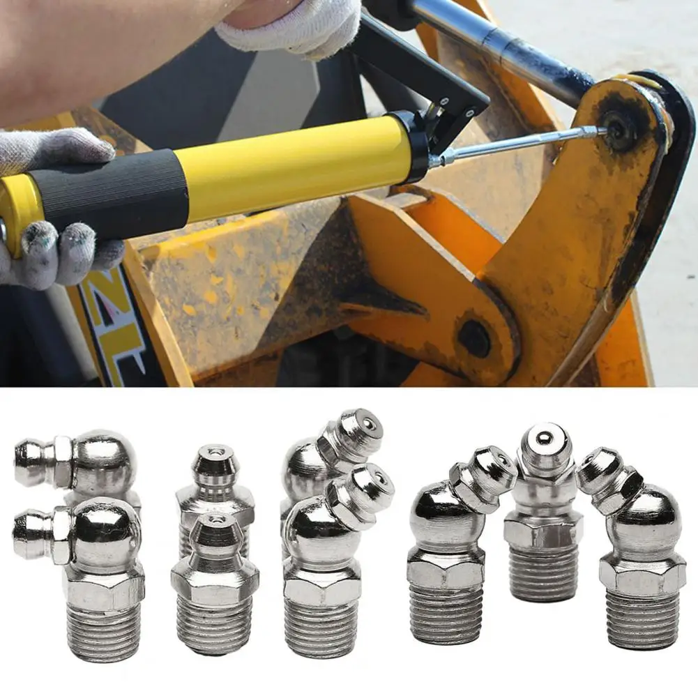 Grease Nozzle Nickel-plated Iron Lubrication Tip Fixings for Mechanical Equipment 60pcs M6/m8/m10 Grease Tool Accessories Bend