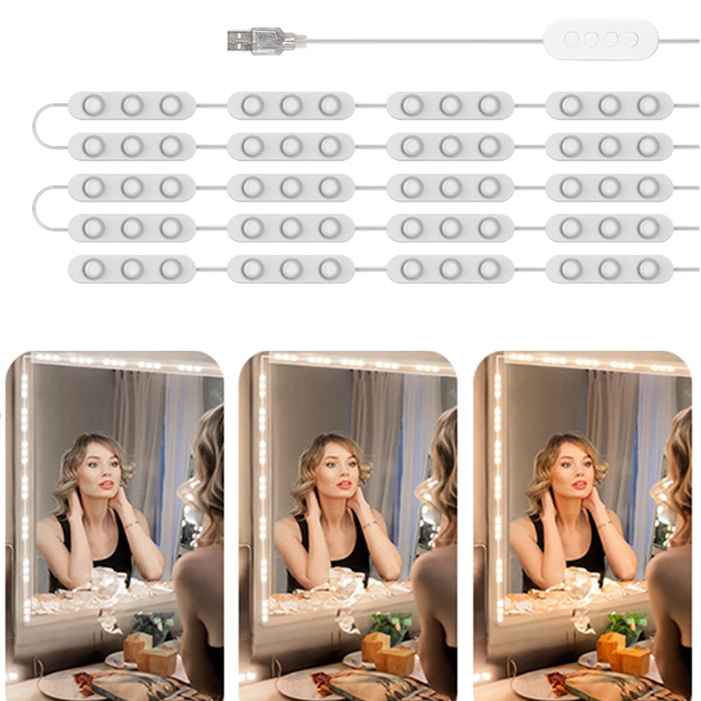 10FT LED Makeup Light Strip 3 Color Temperature USB Mirror Strip Lights Dimmable for Makeup Vanity Table & Bathroom Mirror