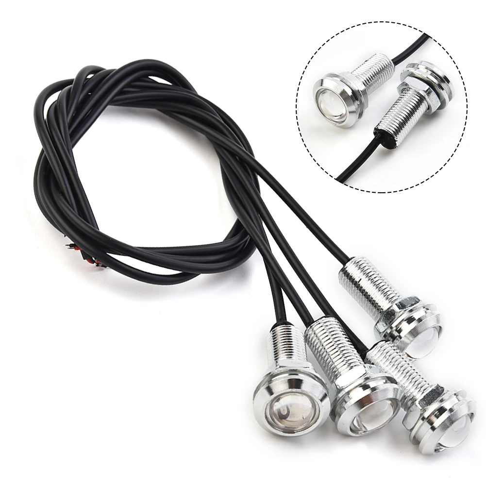 4Pcs Marine Boat LED Light Blue Stern Light Round LED Tail Lamp Silver Waterproof Underwater Runner Side Marker Lights