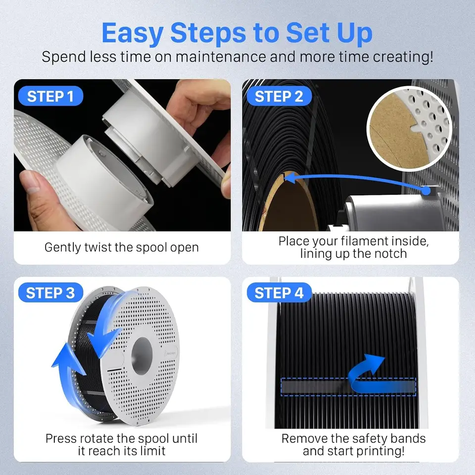 Reusable Spool for 1KG Refill Filament Detachable High Strength Heat Resistant ABS Empty Filament Reel for Bambu Lab 3D Printers image 6