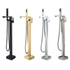 KEMAIDI Freestanding Bathtub Shower Faucet Floor Tub Filler Brass Mixer Tap 360 Degree Swivel Spout Shower Systerm Matte Black 2