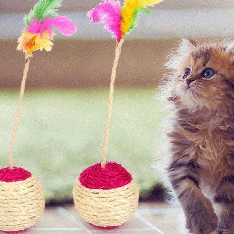 1-3pcs Feather Toys Training Kittens Pet Cat's Accessories Scratching Ball Things for Cats Supplies Products Home Garden
