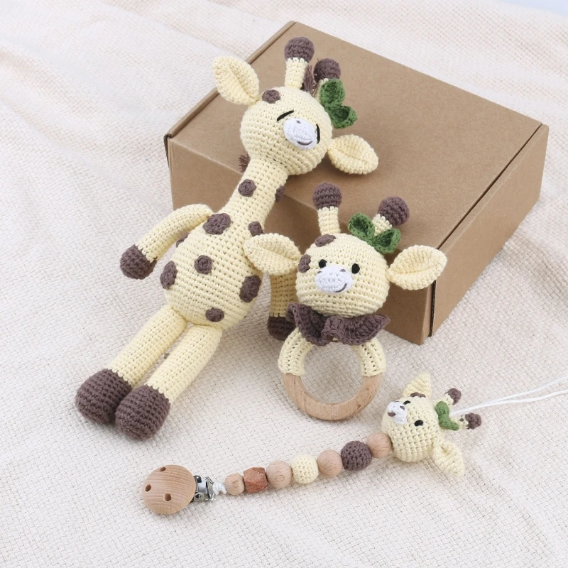 

3pcs/set Baby Giraffe- Pacifier Chain Baby Teether Newborn Shower- Present Newborn Photograph Props Cotton & Dropship