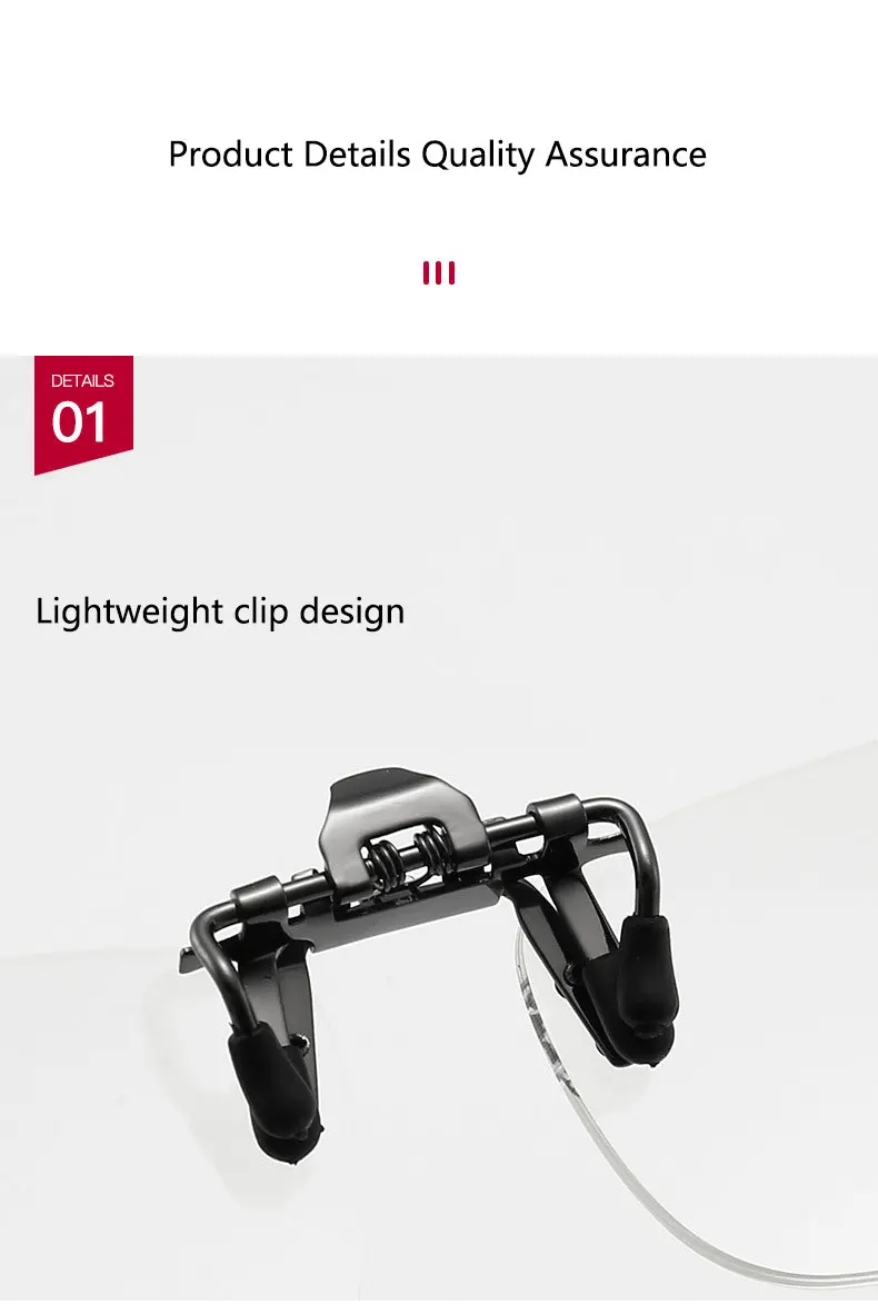 BOYSEEN Hochklappbare Hyperopie-Lesebrille mit Clip, Anti-Blaulicht, grenzenloser Rahmen, Sehhilfe, kosmetische Brille – Detail 6