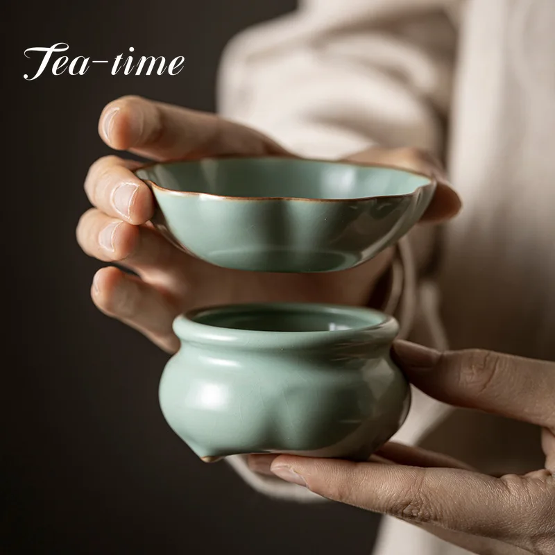 

Azure Porcelain Tea Strainer Ceramic Tea Filter Creative Infusers for Teacup Chinese Ru Kiln Kung Fu TeaSet Tea Ceremony Teaware