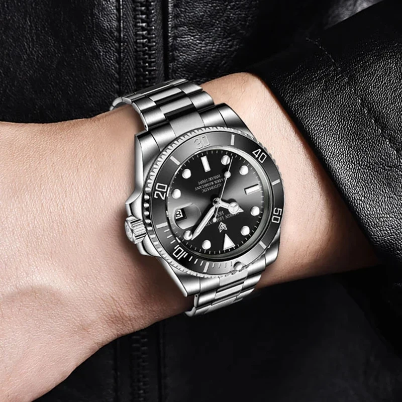 LIGE Mens Watches Top Brand Luxury 5ATM Waterproof Luminous Mechanical Wristwatches For Men Fashion Business Automatic Watch Men