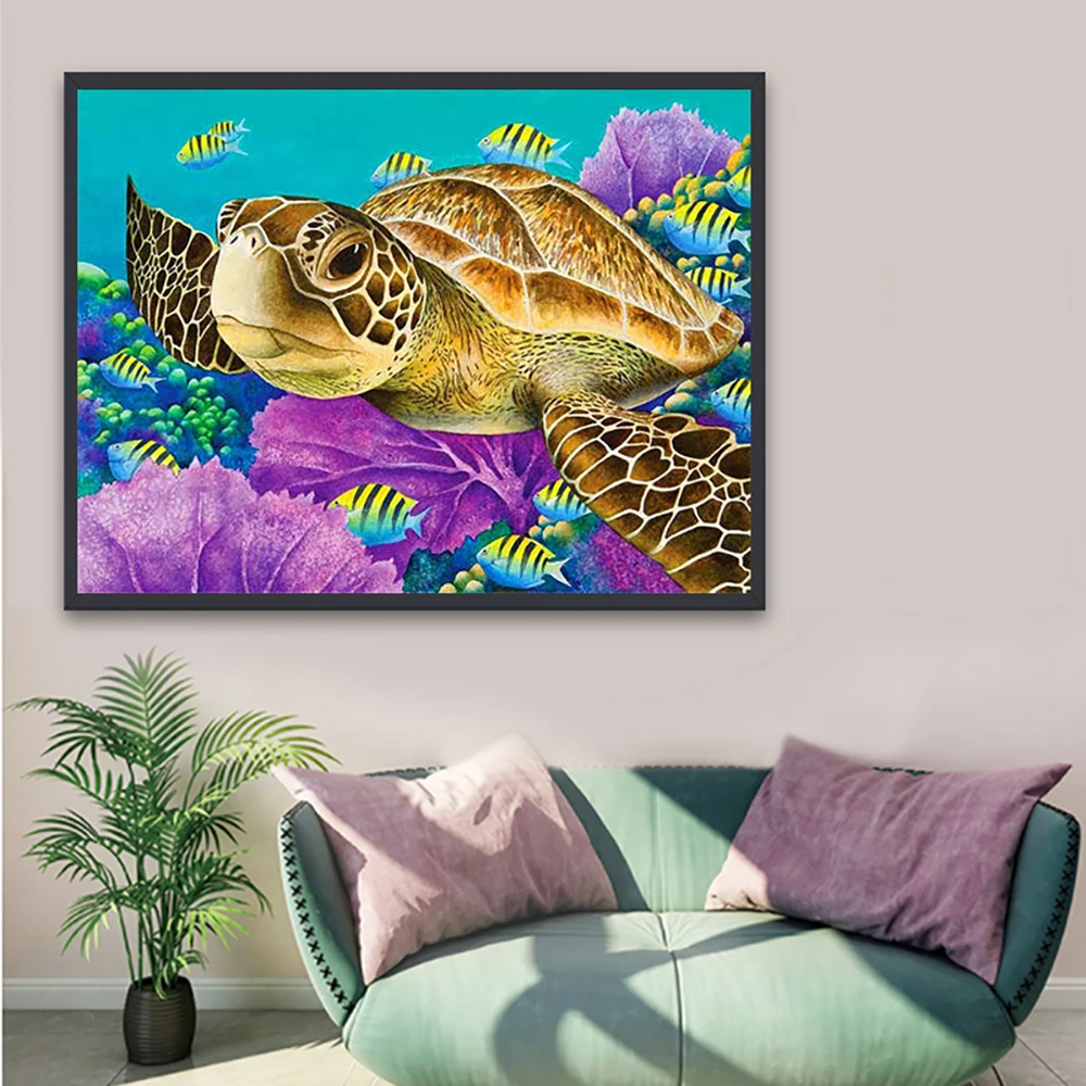 Sea Turtle Ocean Diamond Painting Kits Animal Diamond Painting - DIY Full  Round Diamond Crystal Art Kits for Adults and Kids, for Home Decor & Wall