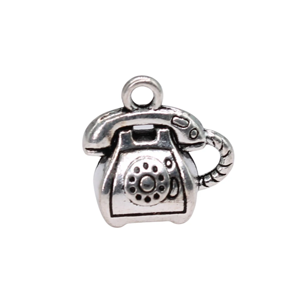 Vintage 3D Retro Telephone Charms - Set of 4