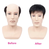Tête de perruque à clips pour hommes, cheveux courts, blocs de remplacement supérieurs, couvrant efficacement les cheveux clairsemés 5