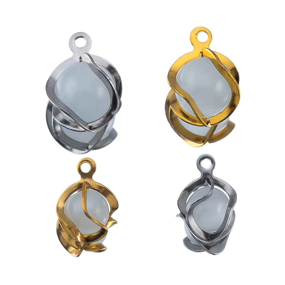 10 Stück Edelstahl Metall Wrap Naturstein Charms für Schmuckherstellung DIY Ohrringe Halskette Anhänger Schmuckzubehör – Detail 6