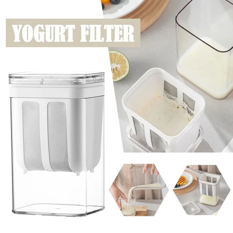 

1100ml Yogurt Filter & Strainer Fine Mesh Transparent Box Homemade Screen Cheese Moisture Seperator Maker for Kitchen