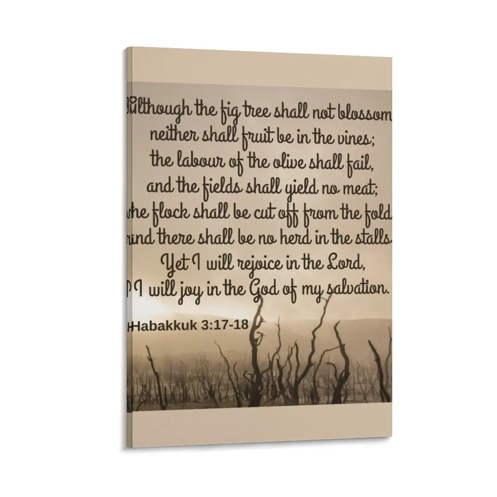 

Habakkuk 3:17-18 KJV Canvas Painting wall frame for living room Decorative picture Decoration home