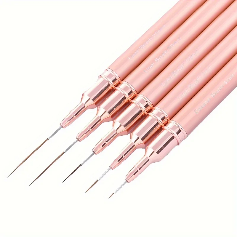 5pcs Nail Art Brush Set Detailer Striping Brush Fine Line Pens UV Gel Polish Painting Manicure Tools