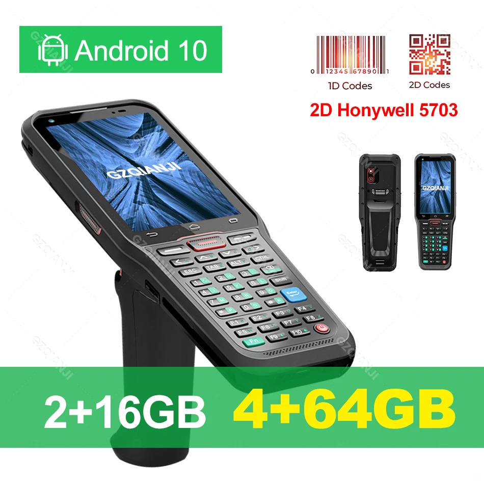 

4G PDA Android 10 Rugged Handheld Terminal Data Collector with Honeywell 1D 2D BarCode Scanner NFC Industrial 4GB Memory 64G ROM