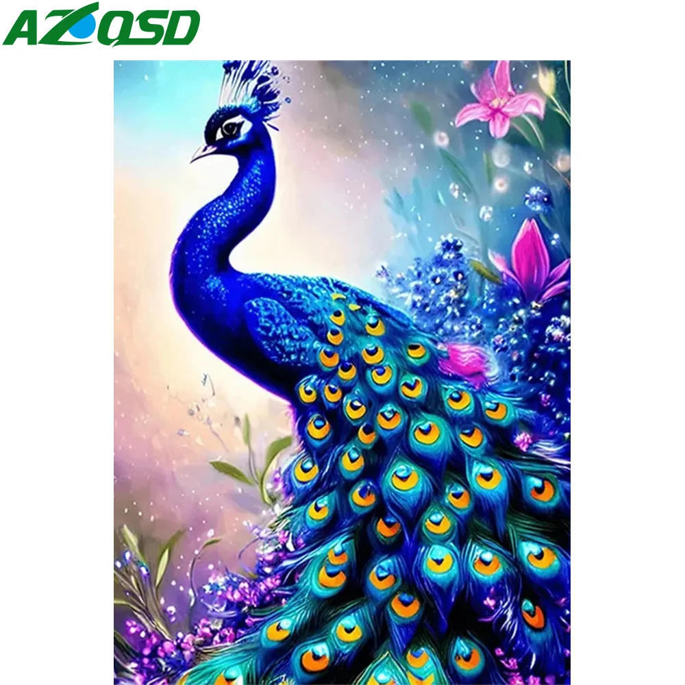 

AZQSD Алмазная вышивка Павлин ручная работа алмазная живопись животное 30x40 см вышивка крестом полная квадратная круглая дрель