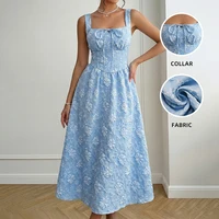 Mid-length halter dress, newly launched in the summer of 2026. An elegant backless jacquard sleeveless women’s dress.