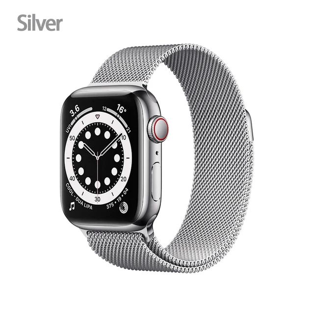 Metal Milanese loop Strap For Apple watch band 7 45mm 44mm 40mm iWatch Series 42mm38mm stainless steel bracelet magnetic 3456 se Silver