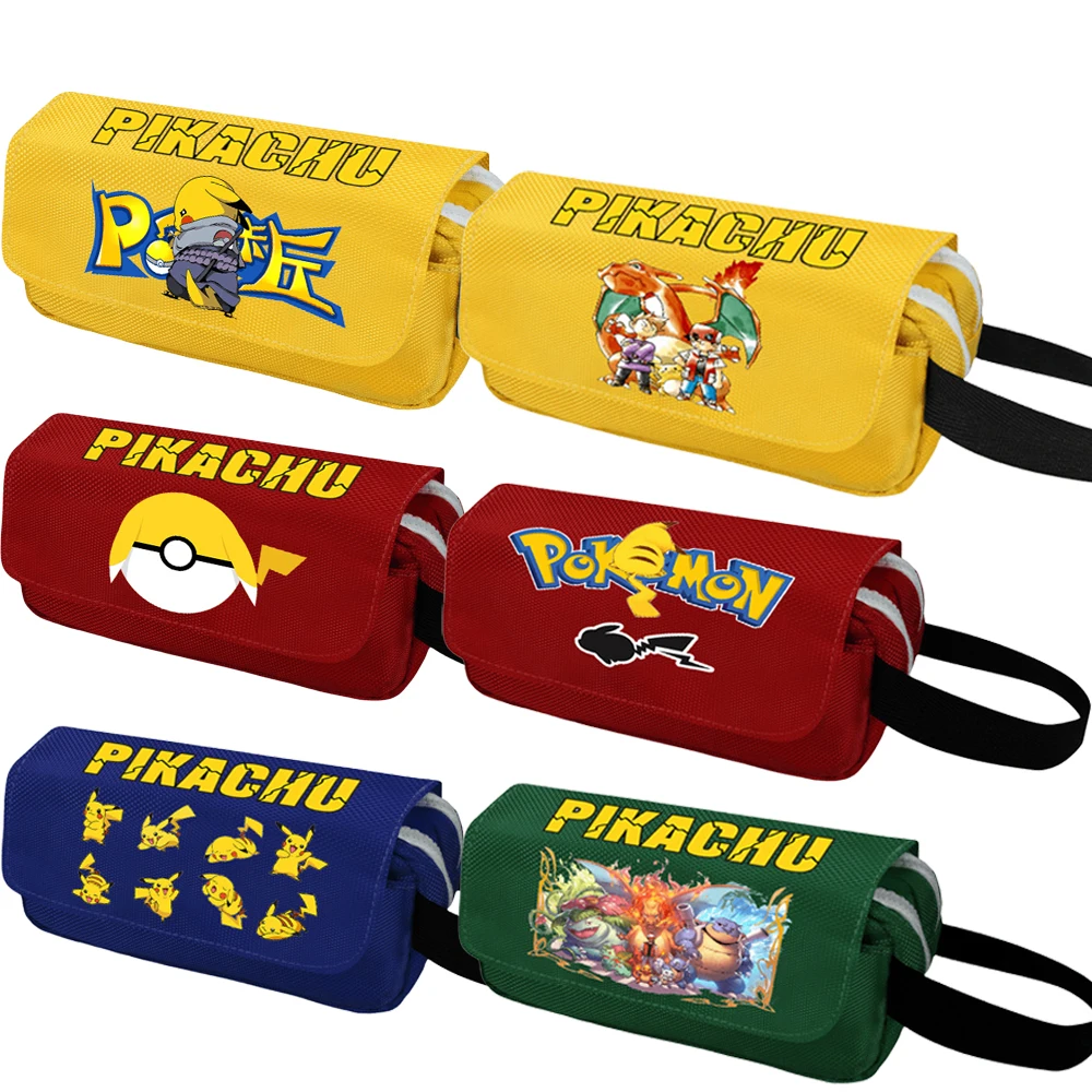 

Anime Pokemon Pikachu Children Cartoon Flip Cover Large Capacity Pencil Case Student Storage Learning Supplies Stationery Box