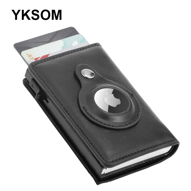 RFID Luxury Leather Card Bag Carbon Fiber Airtag Wallet Business ID