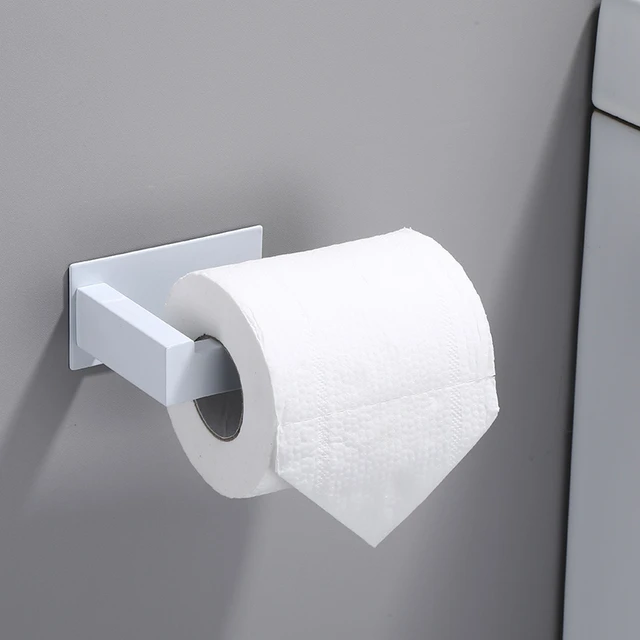 Supporto da parete porta carta igienica adesivo bianco rotolo da cucina  supporto per carta da appendere portatovaglioli accessori per il bagno WC -  AliExpress