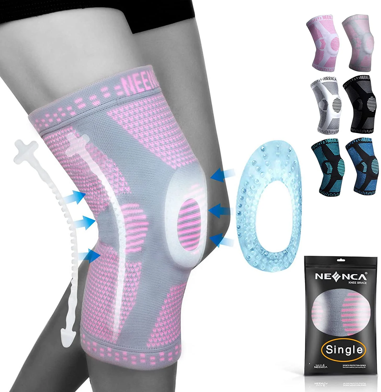 Copper Knee Brace with Patella Gel Pad & Side Stabilizers