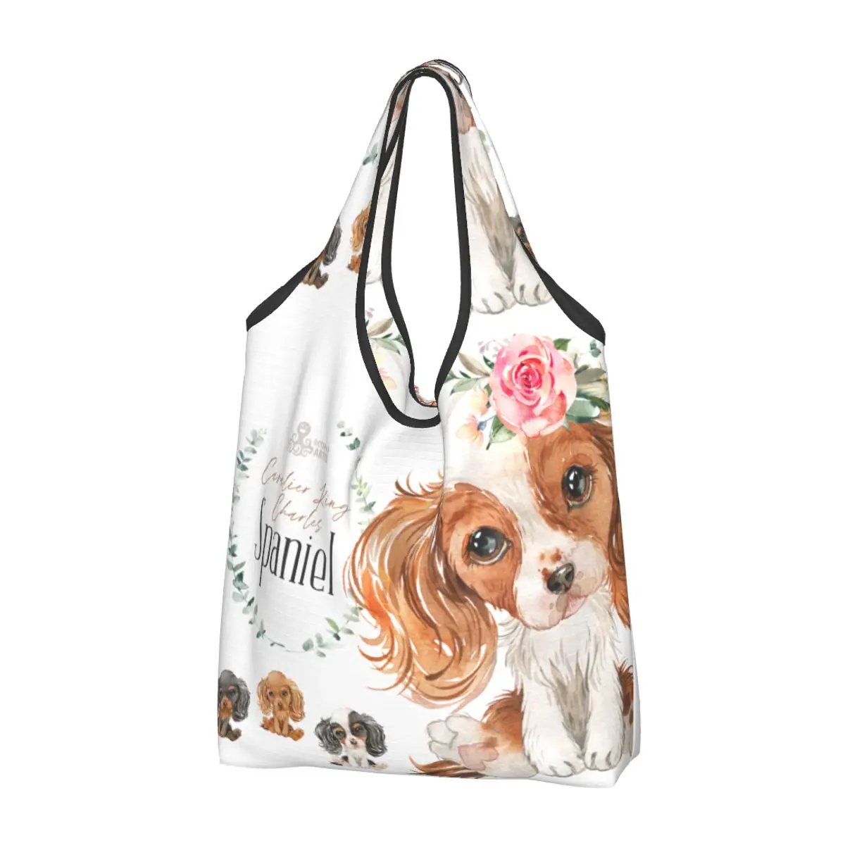 

Cute Cavalier King Charles Spaniel Grocery Shopping Bags Shopper Tote Shoulder Bags Big Capacity Portable Pet Lover Dog Handbag