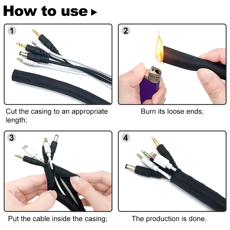 Cable Sleeve Self Closing PET Braided Expandable Auto Line Management Overlaps Flexible Loom Split Pipe Tube Wire Wrap Protect - Image 6