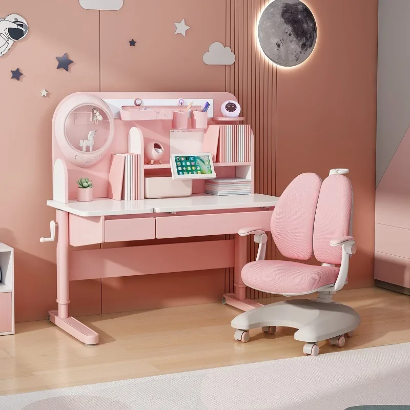 Solid Wood Children's Study Table Liftable Students Household Writing Table Chair Set Escrivaninha Para Quarto Modern Furniture