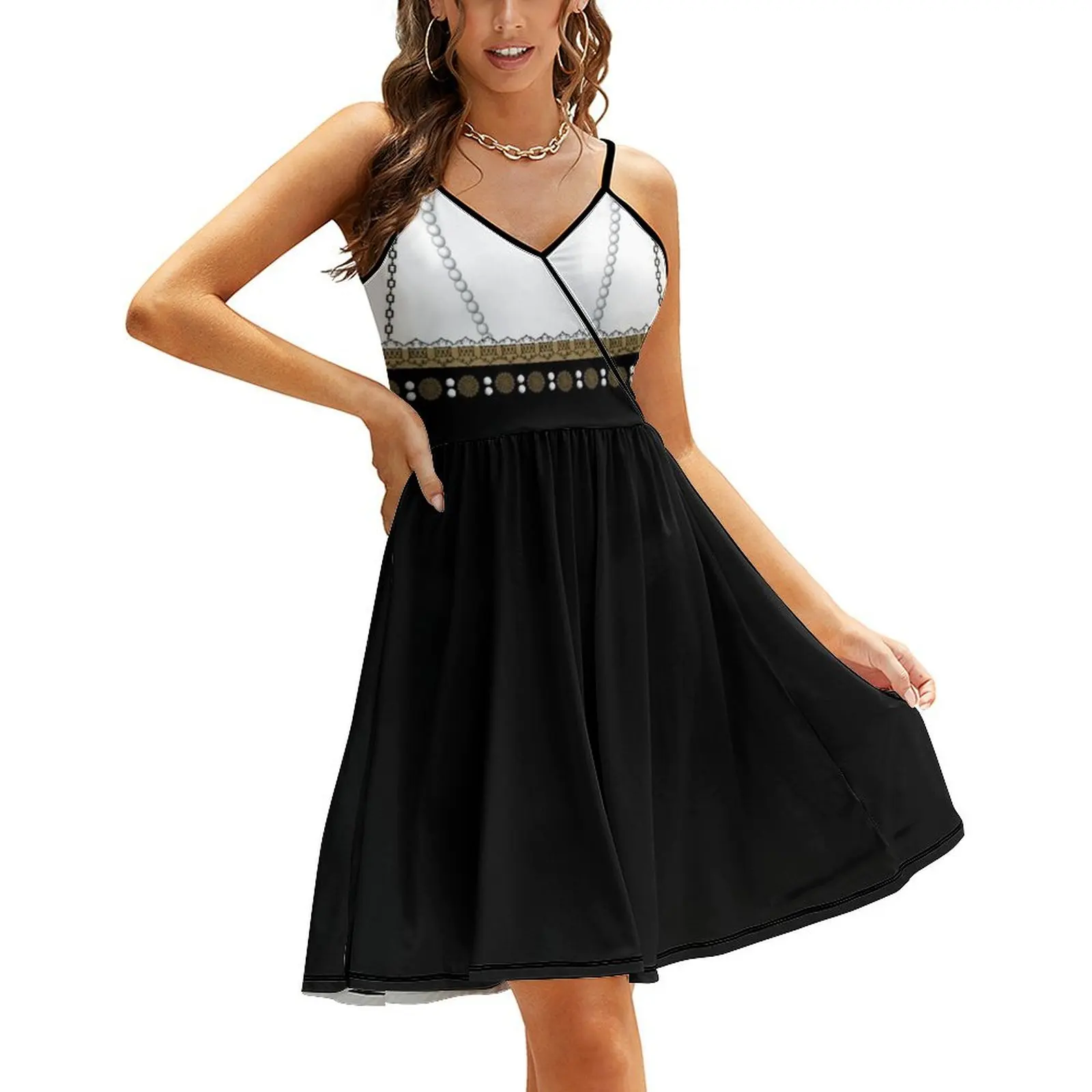 

Anne Boleyn Necklace Sling Dress beach outfits for women bandage dress elegant chic women dresses promotion Women's skirt