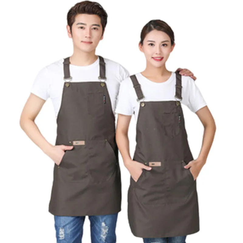 Adjustable Bakery Kitchen Work Apron Restaurant Chef Aprons for Man Hotel Cooking Cafe Bar Waitress Apron Canvas Cross Straps
