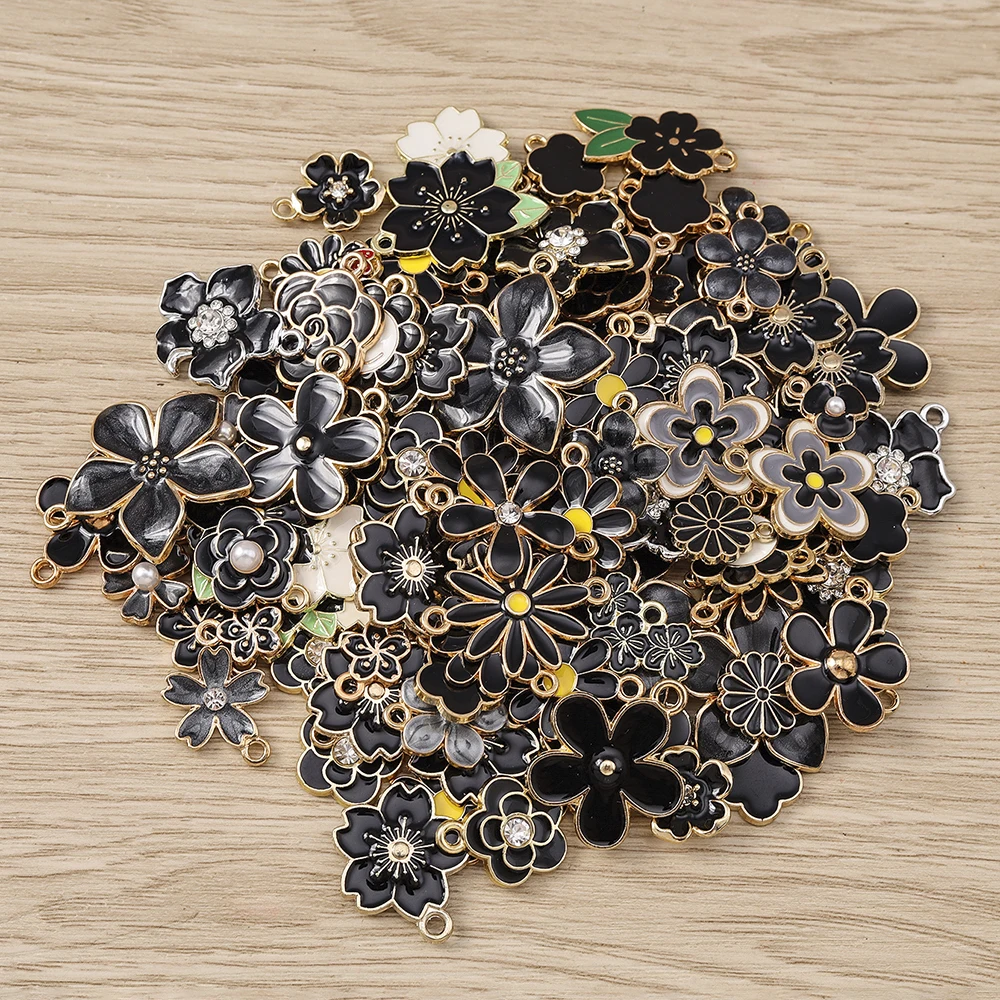Tusember gemischte Blumenanhänger, 10 Stück, niedliche bunte Blumenanhänger für DIY-Schlüsselanhänger, Armbänder, Halsketten, Schmuckherstellung, Zubehör – Detail 9