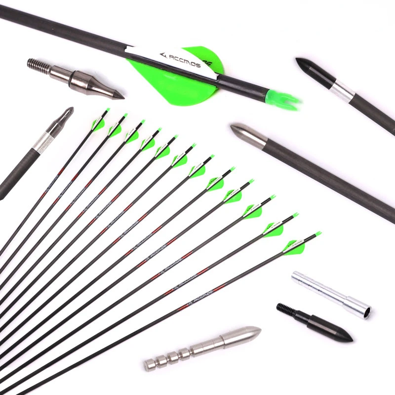 

6/12PC ID5.2Pure Carbon Arrows 300/350/400/500/600/700/800spine 31inch Archery Recurve/Compound Bow Arrows Target Arrows Hunting