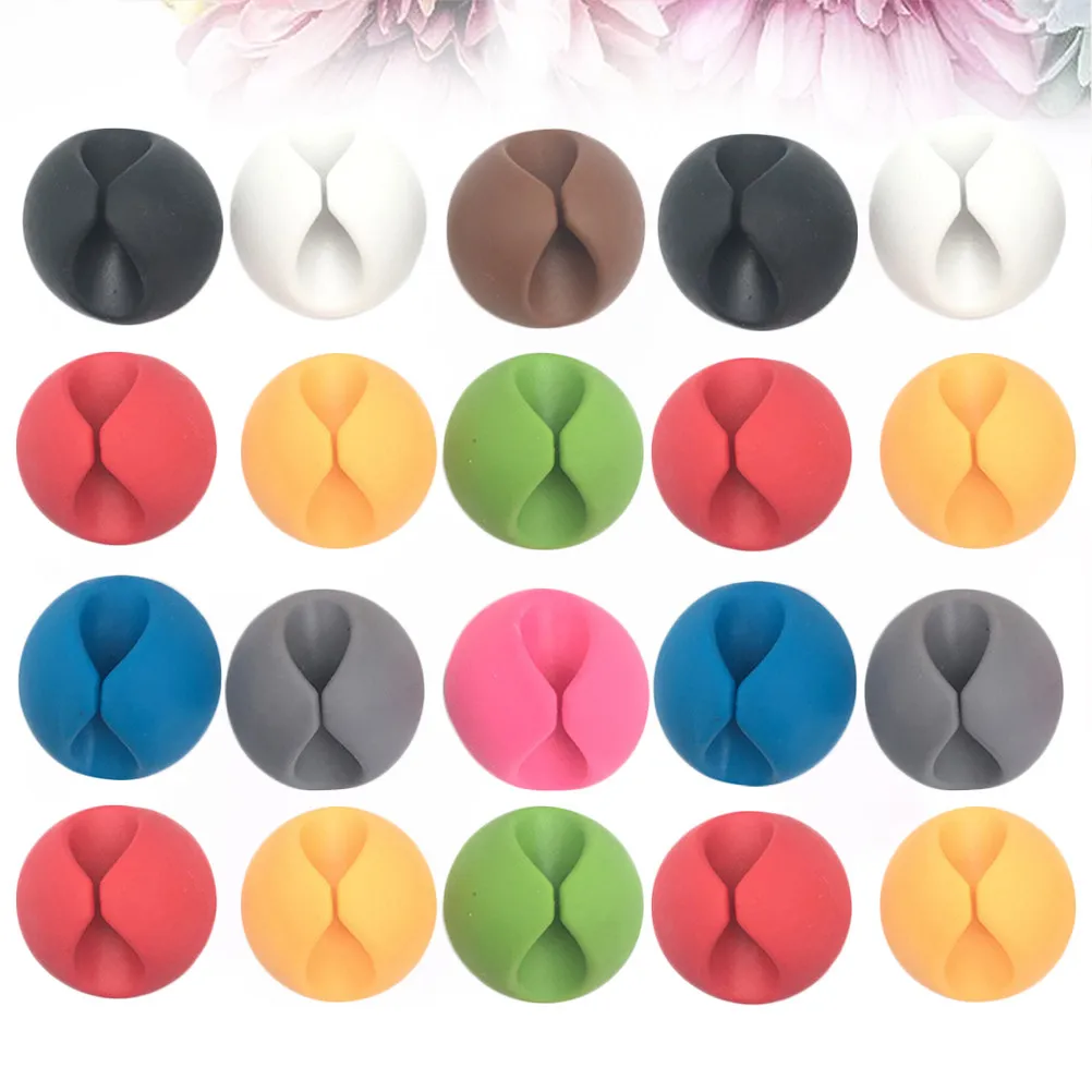 20Pcs 솔리드 플라스틱 케이블 클립 주최자 책상 TV 컴퓨터 휴대 전화 와이어 관리 데스크탑 용 강력한 접착 코드 홀더