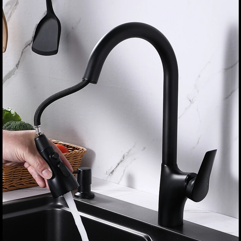 

Kitchen faucet, cold and hot pull-out universal telescopic splash proof sink, household shower, vegetable basin, dishwashing