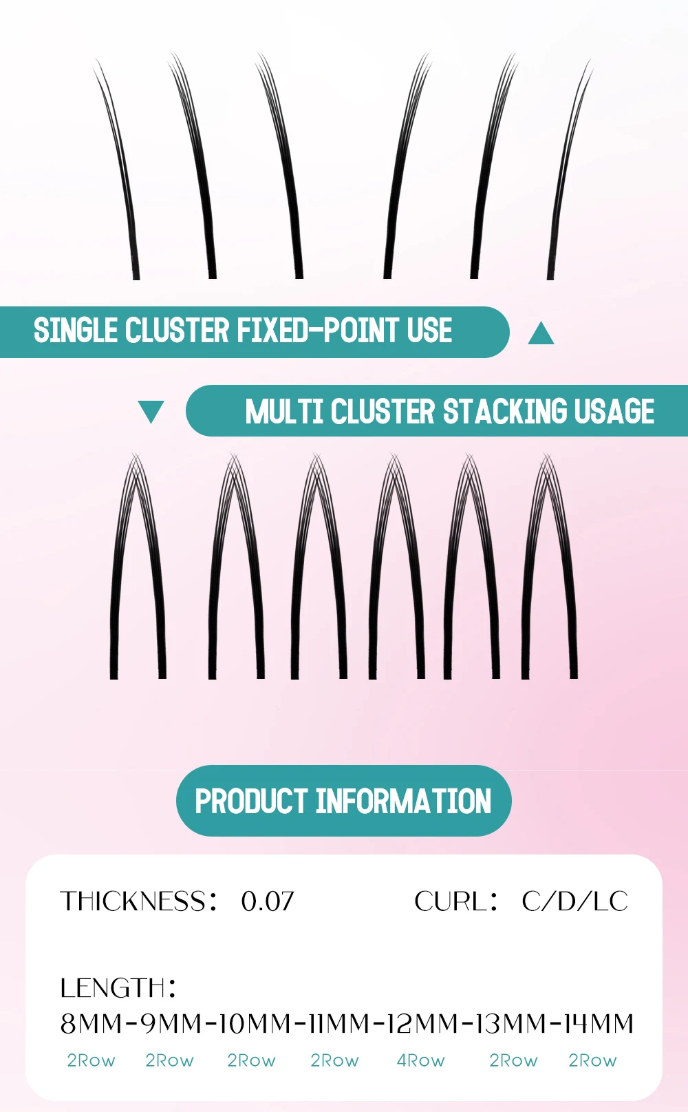 Description Picture 3 of itemGemerry LC Curl Camellia Fox Lashes Extension Soft Easy Fan Lashes With Tilted 115° False Eyelash Drawer Box Matte Black Makeup