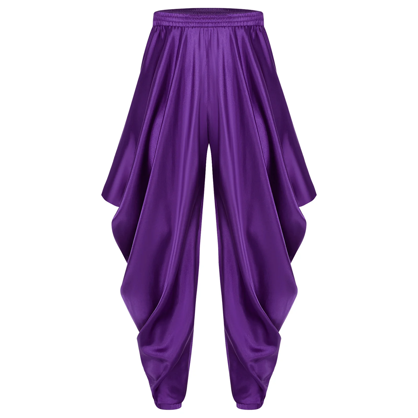 Costume di Halloween da uomo, costume da principe arabo, completo in raso, gilet aperto sul davanti con maniche a volant, canotta e pantaloni harem con elastico in vita - immagine 5
