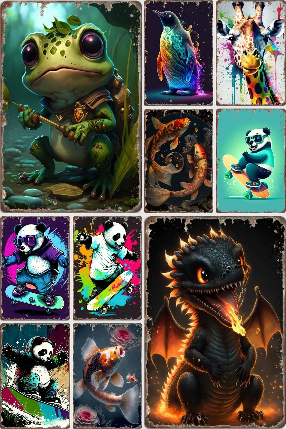 Colorfull Animal Gaming Room Decoration Metal Tin Sign Vintage Metal Plate Pet Room & Kids Room Decor Poster Decorazioni Per La Casa