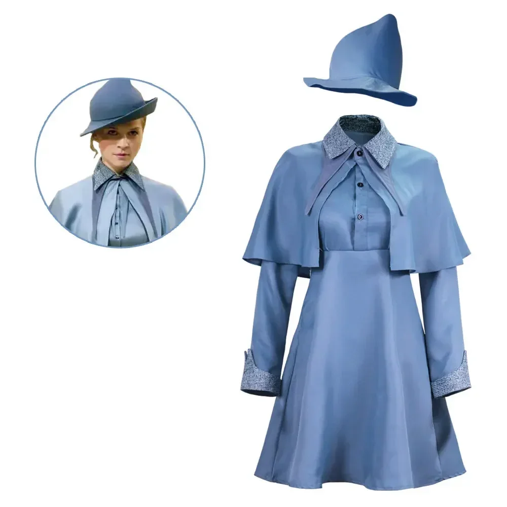 

Magic Cosplay Costumes for Women Wizard School Witch Fleur Isabelle Delacour Beauxbaton Cap Hat School Uniform 3 PCS Full Suits